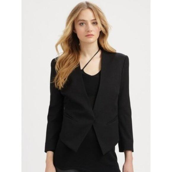 HELMUT by Helmut Single Button Cropped‎ Blazer Jet Black Size Small